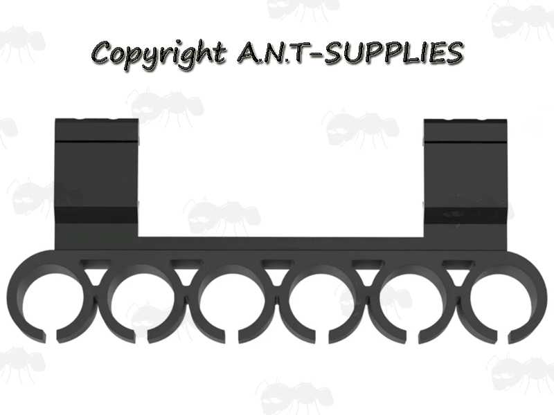Top View of The Side Saddle Shotgun Ammo Holder with Dual Picatinny Sight Rail Base Mounts